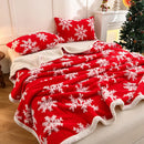Axyaa Christmas Snowflake Double Layer Fleece Blanket: Thick & Cozy Sofa Bed Throw