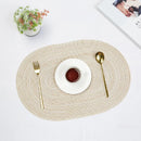 Axyaa Cream Oval Braided Placemats - Set of 6/10pcs, 35x50cm, Woven Table Mats