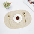 Axyaa Oval Braided Placemats Set, 35x50cm, Natural Woven Table Mats, Dining Table Place mats