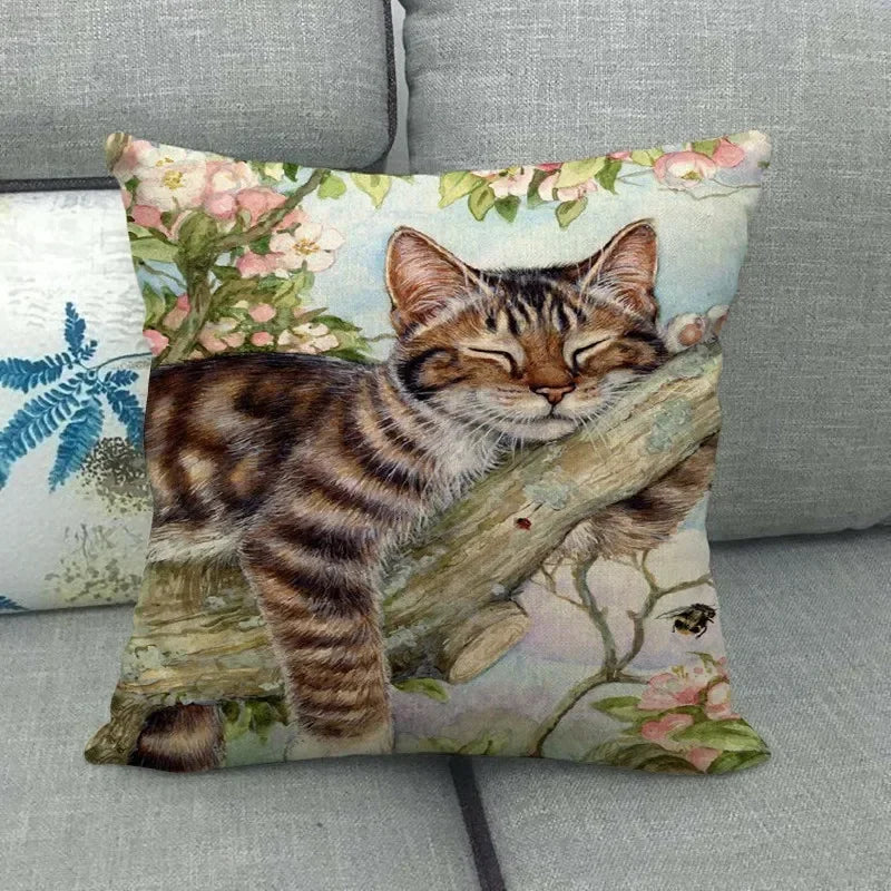 Axyaa Cat Garden Relax Pillowcase