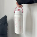 Axyaa Pink Ribbon Bow Insulated Water Bottle with Straw Lid & Handle