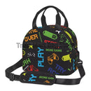Compact Colorful Joystick Game Lunch Bag by Axyaa - Shoulder Strap, Reusable Lunch Box for School & Work
