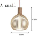 Axyaa Wooden Birdcage Pendant Lamp: Indoor LED Suspension Light for Dining Room and Bar