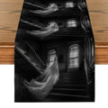 Axyaa Halloween Ghost House Table Runner - Indoor Outdoor Home Dining Decoration