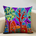 Axyaa Scenic Illustration Cushion Cover 45x45cm for Home Art Decoration
