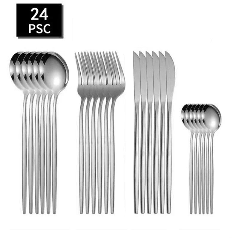 Axyaa Stainless Steel Outdoor Travel Tableware Set - 24pcs