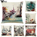 Axyaa Sailing Boat Linen Pillowcase - 45*45cm
