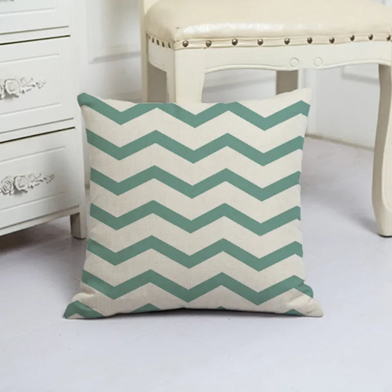 Blue Arrow Geometric Petal Linen Pillowcase by Axyaa