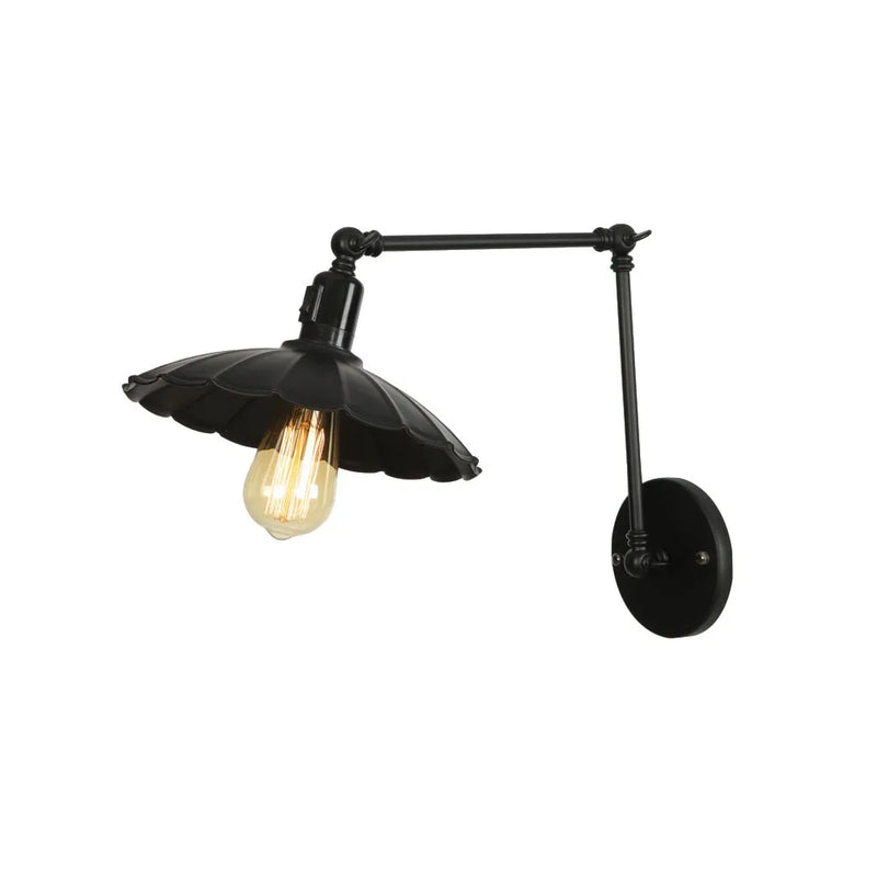 Axyaa Retro Black Wall Lamp with Long Arm for Living Room Reading