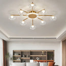 Axyaa Modern Glass Ceiling Light in Black Gold Metal for Parlor Bedroom Dining Room
