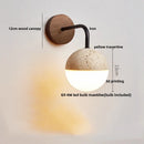Axyaa LED Wall Lights Japan Style White Glass Yellow Travertine Pull Chain Switch