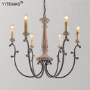 Axyaa French Chandelier 6-Light Vintage Style Retro Wooden Lamp