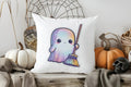 Cute Ghost Pumpkin Halloween Pillow Cover by Axyaa - Sofa Bedroom Car Decor