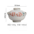 Axyaa Floral Ceramic Soup Bowl with Lid - Versatile Ramen Noodle & Salad Bowl