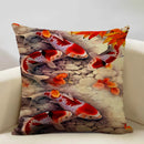 Axyaa Goldfish Linen Cushion Cover 45x45cm for Sofa, Living Room Decoration