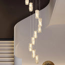Axyaa Crystal Stair Chandelier Ceiling Light: Modern LED Hanging Chandeliers for Indoor Living Room