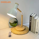 Axyaa Round Wood Bottom Adjustable Reading Table Lamp - Children's Eye Protection Lamp - Bedroom Study Desk Lamp