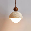 Axyaa Yellow Stone LED Pendant Lamp: Modern European Minimalist Half Round Chandelier