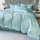 Axyaa Butterfly Embroidery 120-Count Cotton 4-Piece Naked Sleeping Set