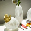 Axyaa Milky White Gradient Glass Vase for Floral Arrangement and Room Decor