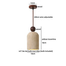 Axyaa Yellow Stone LED Pendant Lamp Retro Brass Wood Handle Hanging Light