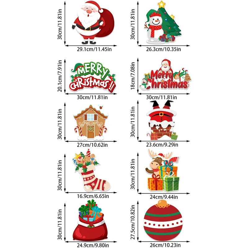 Axyaa Christmas Door Hanging Banner Santa Claus Snowman Xmas Front Door Ornament