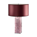 Axyaa Stainless Steel Table Lamp, Italian Luxury Design, Red Fabric Lampshade