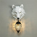 Axya Nordic Wolf Head Wall Lamp: Industrial Decor Stair Light with Crystal, Outdoor Lighting