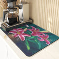 Axyaa Silicone Drainer Mat: Plant Style, Non-Slip, Absorbent Kitchen Drying Mat