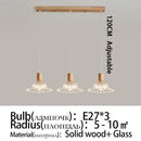 Axyaa Solid Wood Glass Pendant Light for Bedroom Living Room Restaurant
