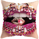 Pink Gold Lips Cushion Cover by Axyaa: Modern Nordic Diamond Painting Home Decor