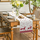 Axyaa Christmas Deer Snowflake Table Runner - Elegant Festive Dining Decor