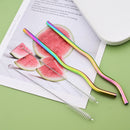 Axyaa Stainless Steel Drinking Straws Set 5Pcs with Brush - Bar Cocktail Drinkware