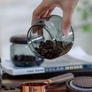 Axyaa 300ml Grey Glass Storage Jar with Acacia Walnut Lid for Dry Food and Snacks