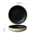 Axyaa 7" Retro Ceramic Ramen Soup Salad Dessert Bowl Plate Set