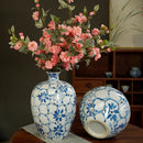 Axyaa Blue White Porcelain Vases Jars Hydroponic Ornaments Light Luxury Porcelain