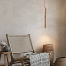 Axyaa Long Tube Wood Pendant Lamp: Japanese-Style Retro Modern Chandelier