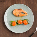 Axyaa Ceramic Dessert Plate Set | Green Patterned Steak Plates for Restaurant and Barbecue