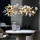 Axyaa Ginkgo Leaf Chandeliers - Elegant LED Lighting for Villa Dining Room