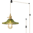 Axyaa Glass Pendant Light E27 Base Adjustable Ceiling Lamp for Living Room