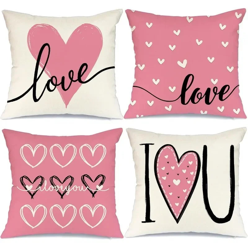 Axyaa I LOVE YOU Pillowcase; Sweet & Romantic Design for Home Decor
