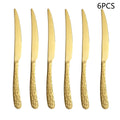 Axyaa Gold Stainless Steel Western Tableware Set: Knife, Fork, Spoon - 24pcs
