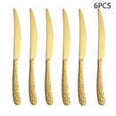 Axyaa Gold Stainless Steel Western Tableware Set: Knife, Fork, Spoon - 24pcs