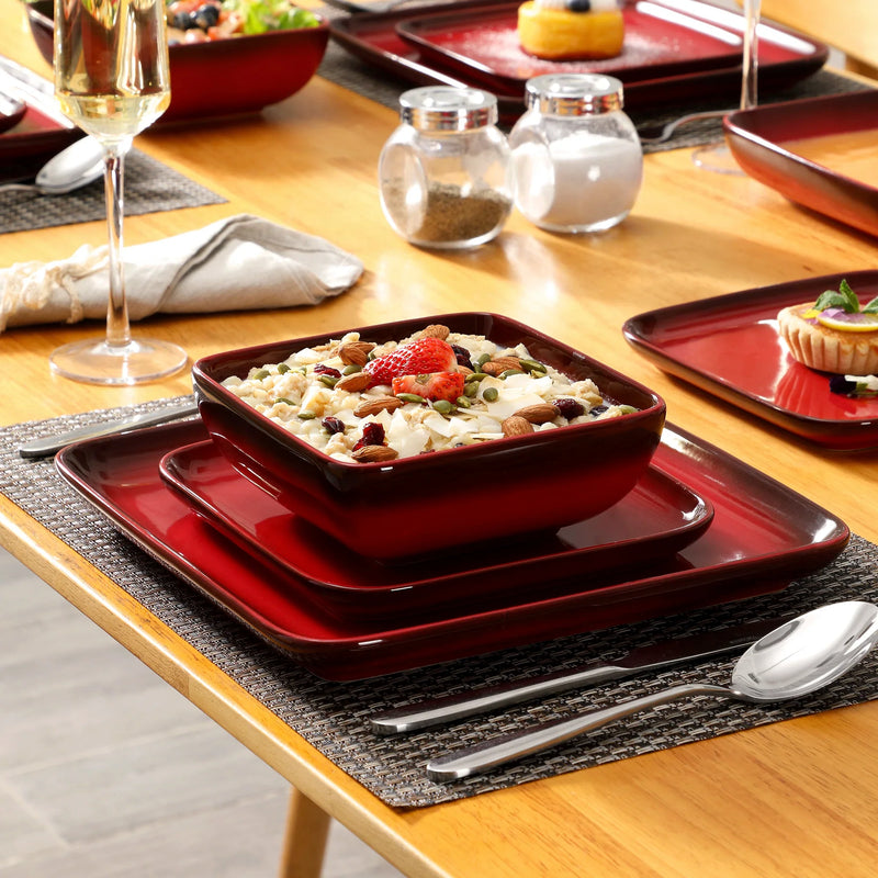 Axya™ Stoneware Dinner Set for 4, 16 Piece Tableware in Gradient Red