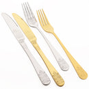 Axyaa 16pcs Retro Silver Stainless Steel Dinnerware Set with Creative Carving