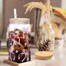 Axyaa Bow Flower Plastic Water Bottle with Wooden Lid and Straw