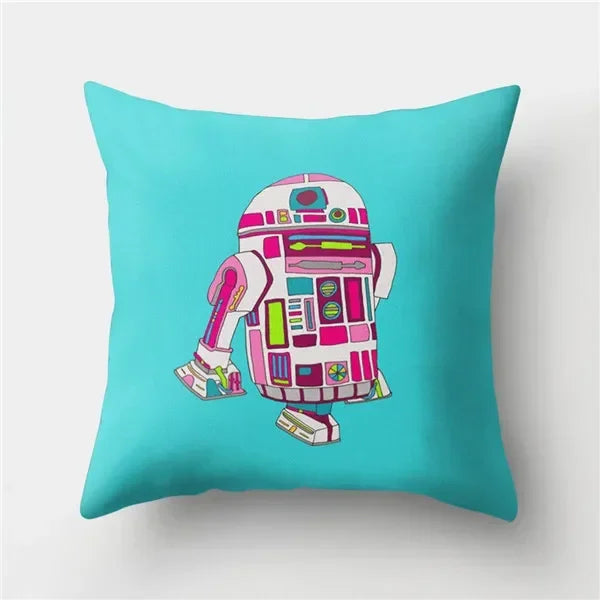 Axyaa Retro Cityscape Gramophone Guitar Drum Camera Print Cushion Cover
