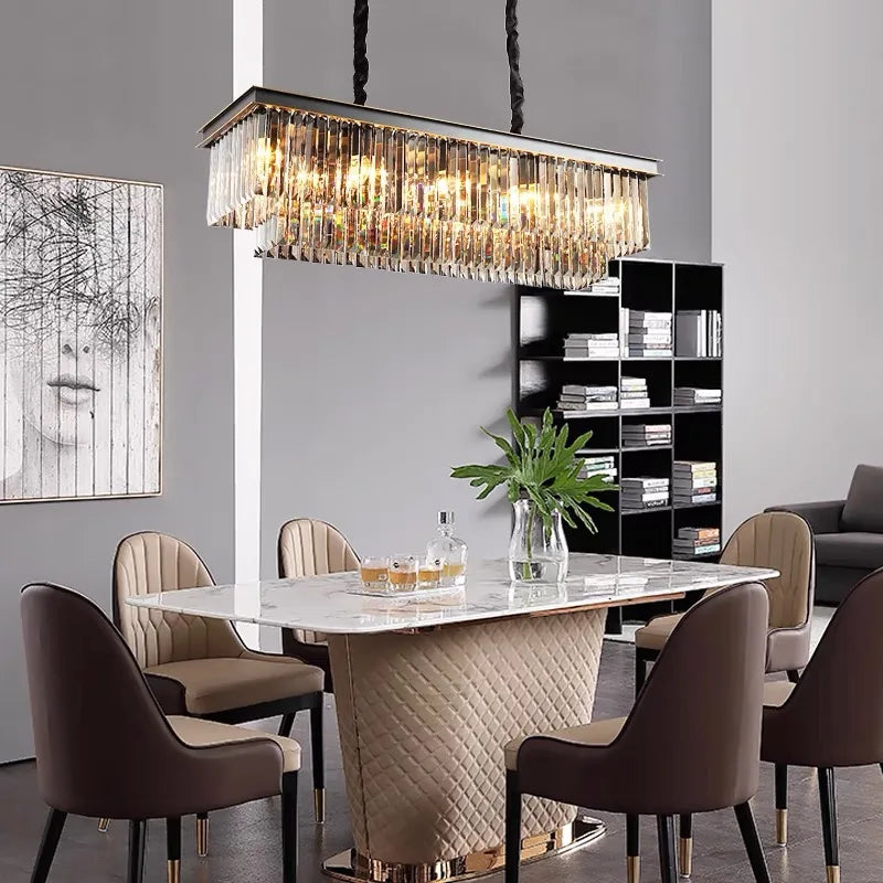 Axyaa Retro Crystal Ceiling Chandelier for Living Dining Room