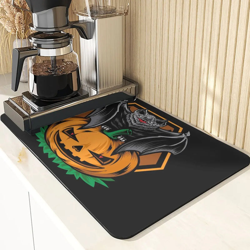 Axyaa Pumpkin Pattern Table Mats & Cup Stand: Halloween Style Dining Accessories