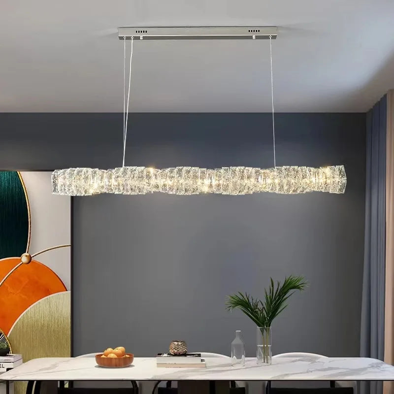 Axyaa Luxury Crystal Pendant Light - Modern LED Chandelier for Dining and Bar
